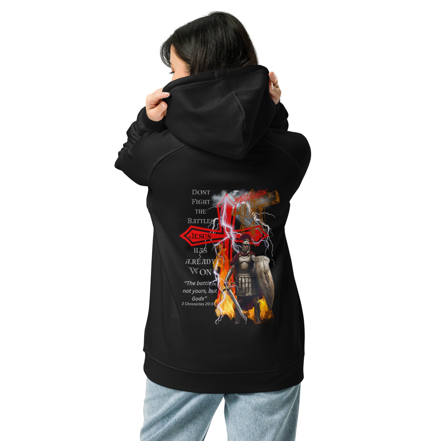 "Jesus Won the Battles" Premium Thick Organic Raglan Hoodie Sls-0356