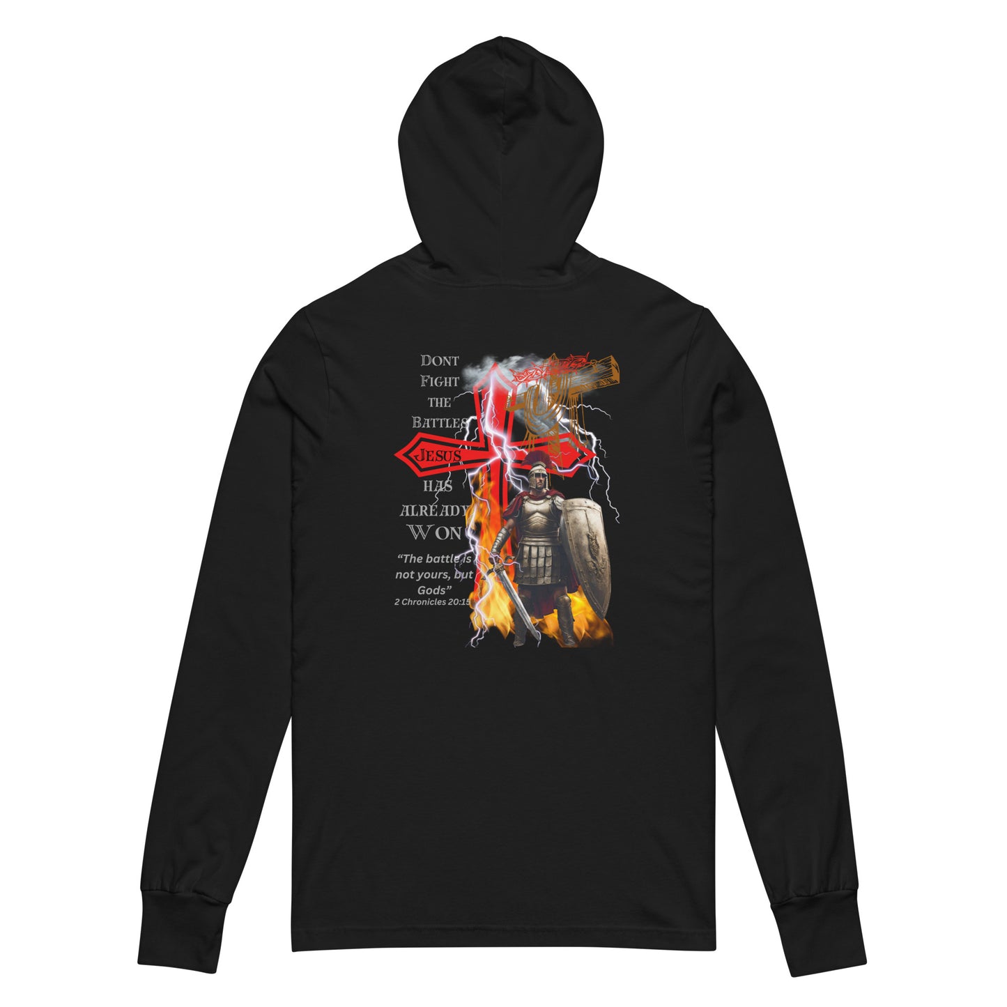 "Jesus Won my Battles" Light weight Hooded long-sleeve tshirt BC-3512