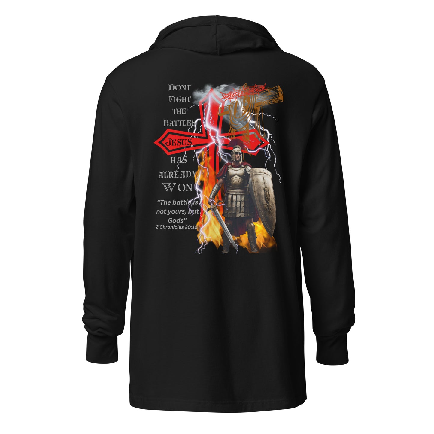 "Jesus Won my Battles" Light weight Hooded long-sleeve tshirt BC-3512