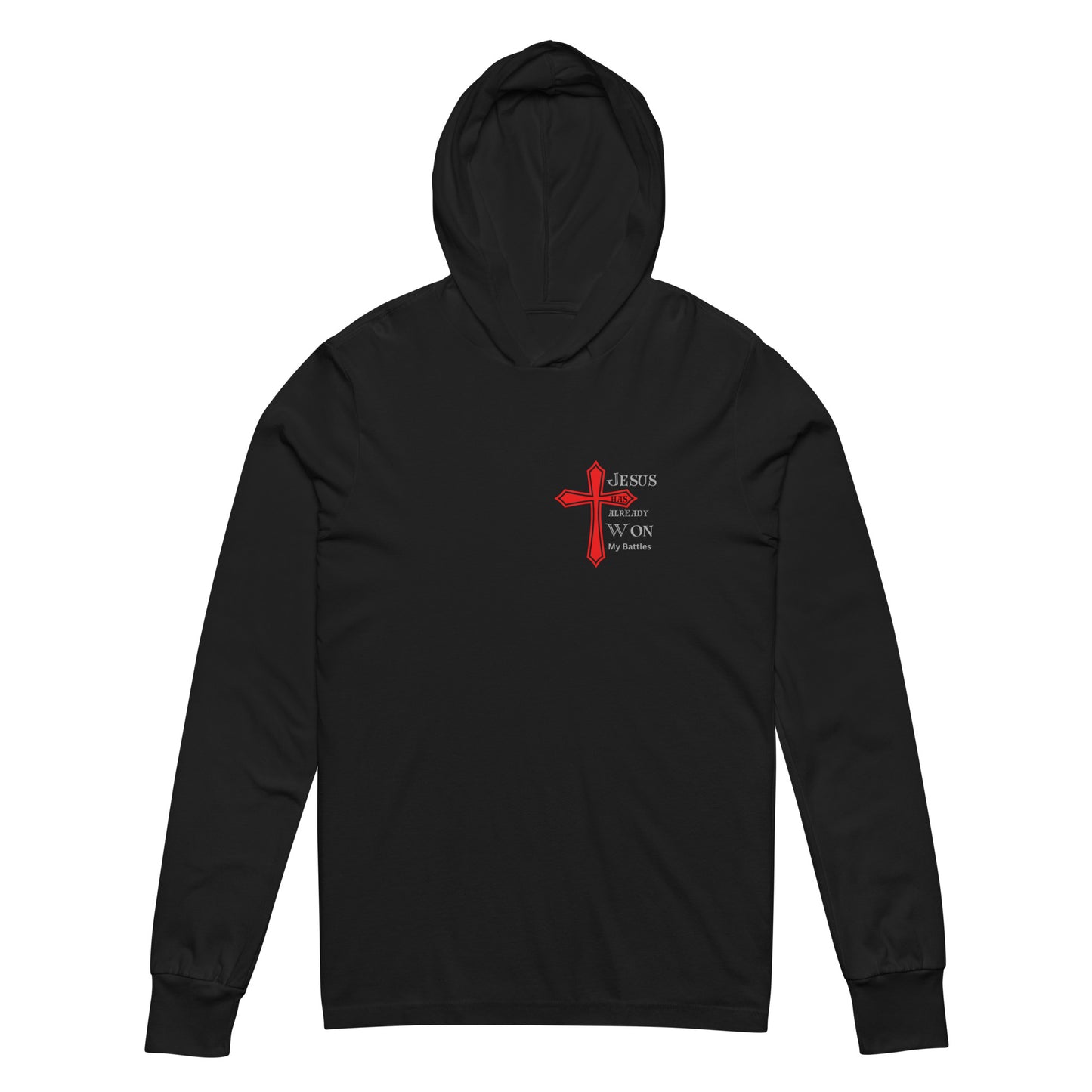 "Jesus Won my Battles" Light weight Hooded long-sleeve tshirt BC-3512
