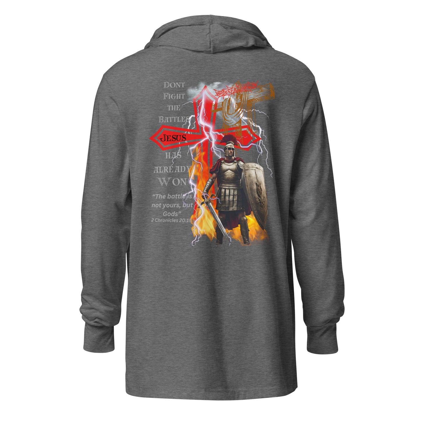 "Jesus Won my Battles" Light weight Hooded long-sleeve tshirt BC-3512