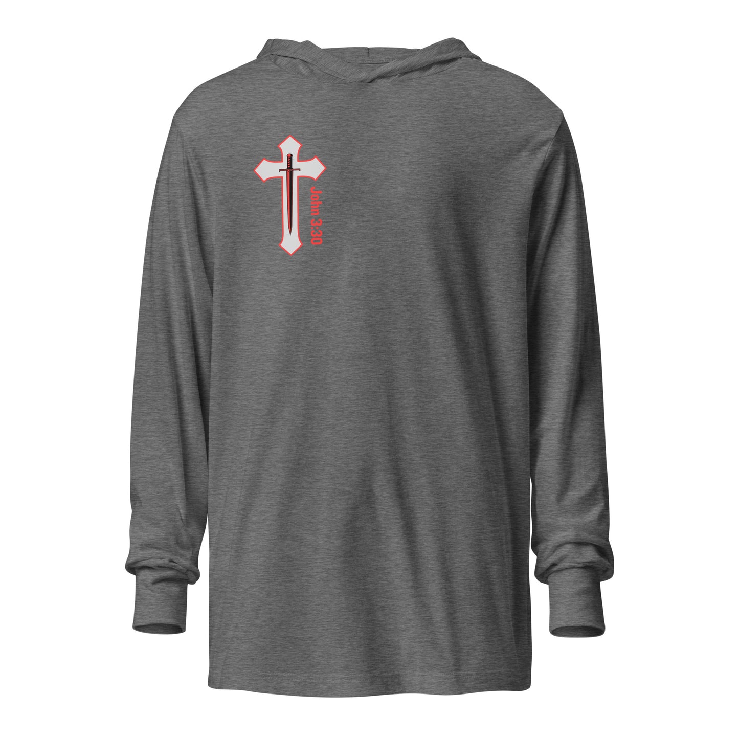 "More of Him; Less of Me" Lightweight Hooded Long Sleeve T-Shirt Bc-3512