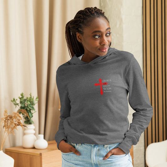 "Jesus Won my Battles"  Light weight Hooded long-sleeve tshirt BC-3512