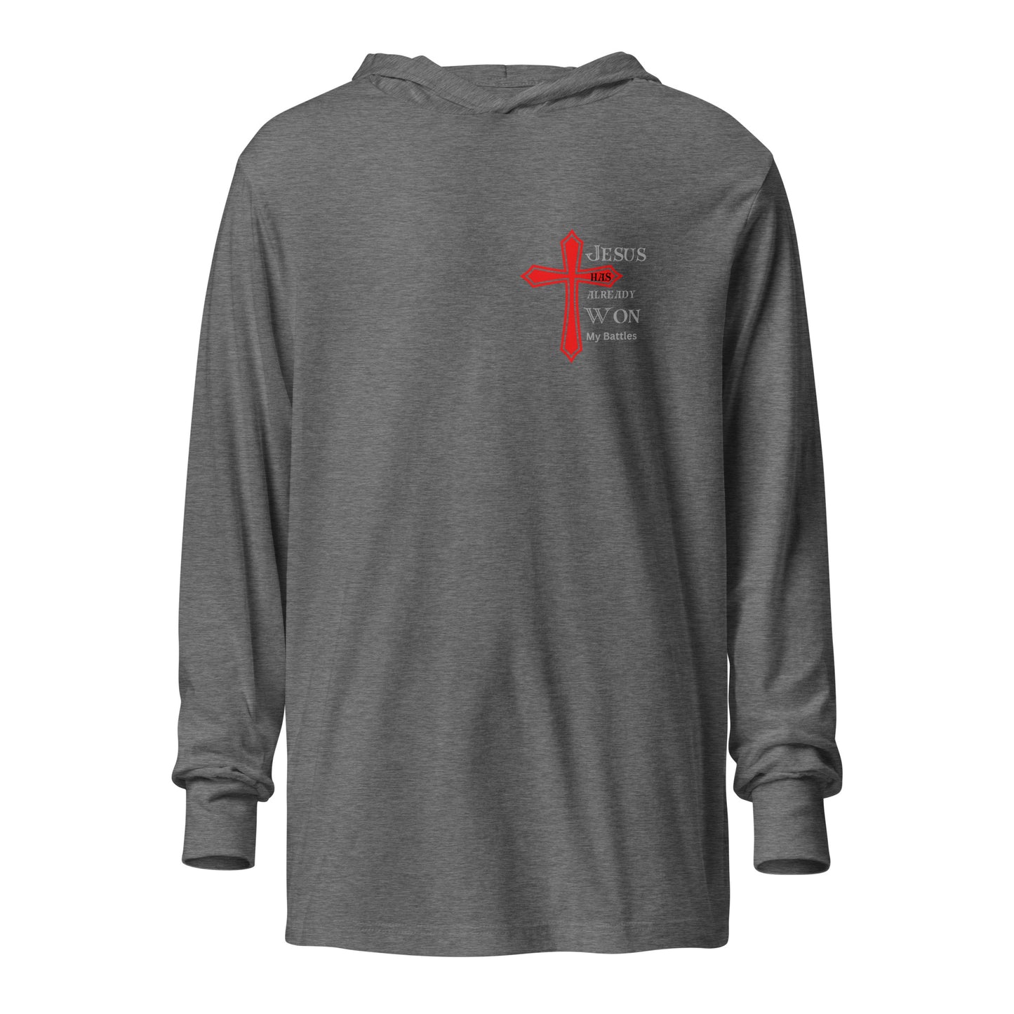 "Jesus Won my Battles" Light weight Hooded long-sleeve tshirt BC-3512