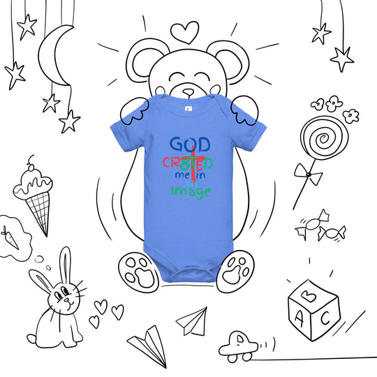 "God CR8tED me in his Image " Baby short sleeve one piece