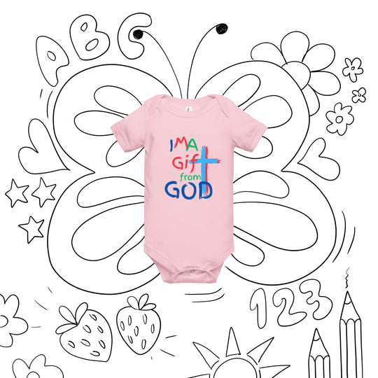 "I M A Gift from GOD" Baby short sleeve one piece