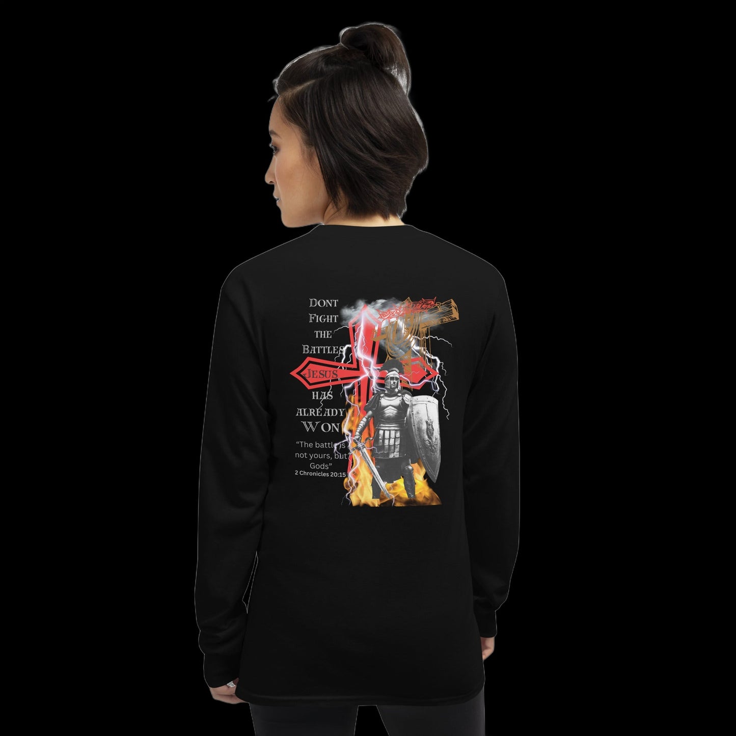 "Jesus Already Won my Battles" Long Sleeve Shirt preshrunk Jersey knit