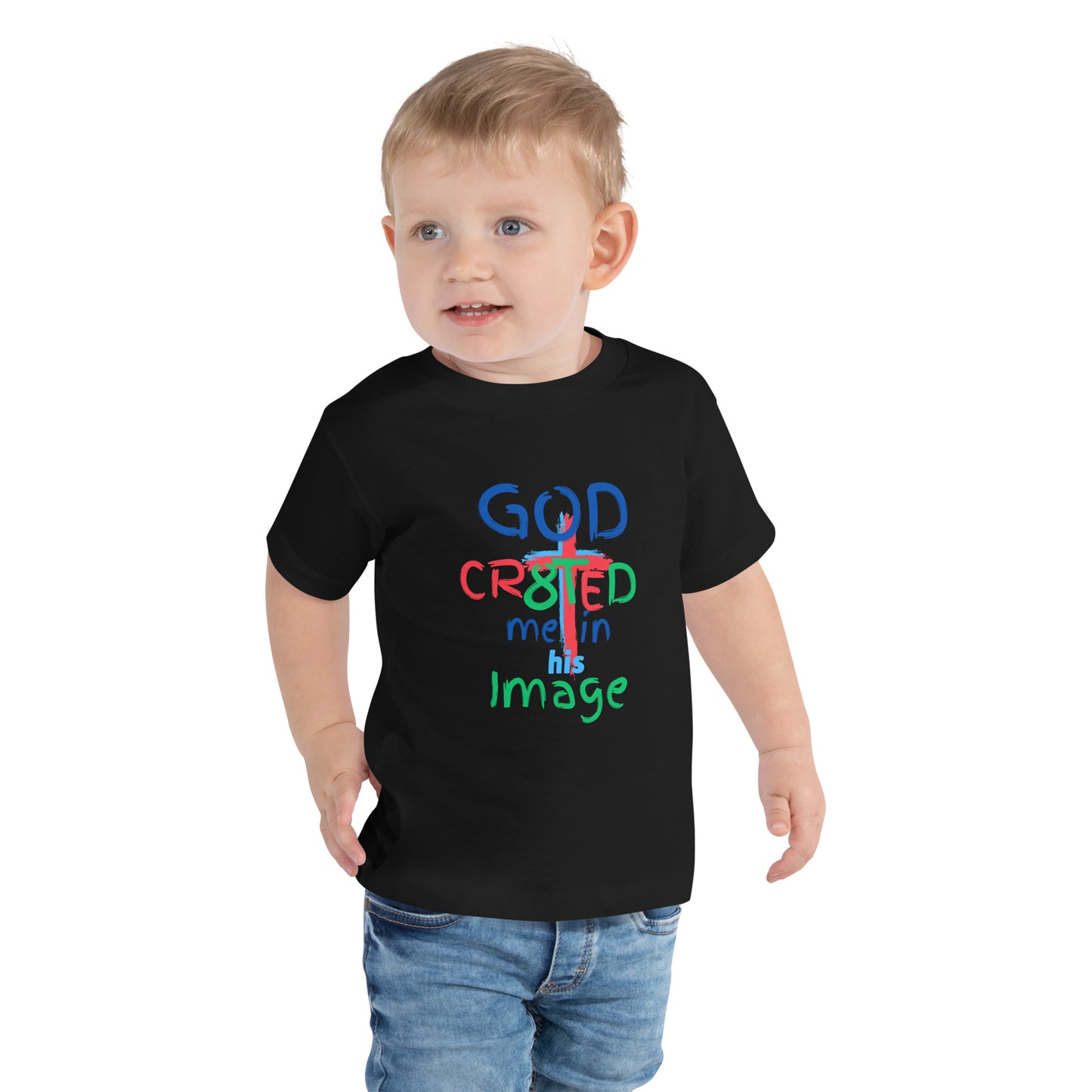 "God CR8tED Me in his Image" Toddler Short Sleeve Tee