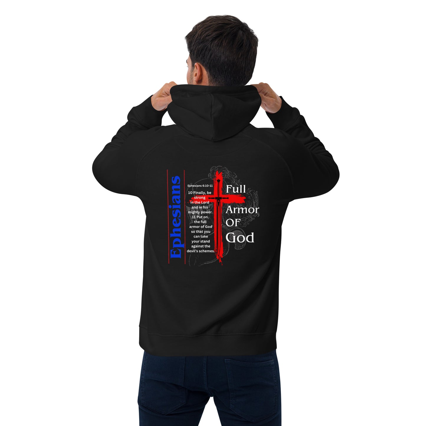 "Full Armor of God"  Premium Unisex Eco Raglan Hoodie