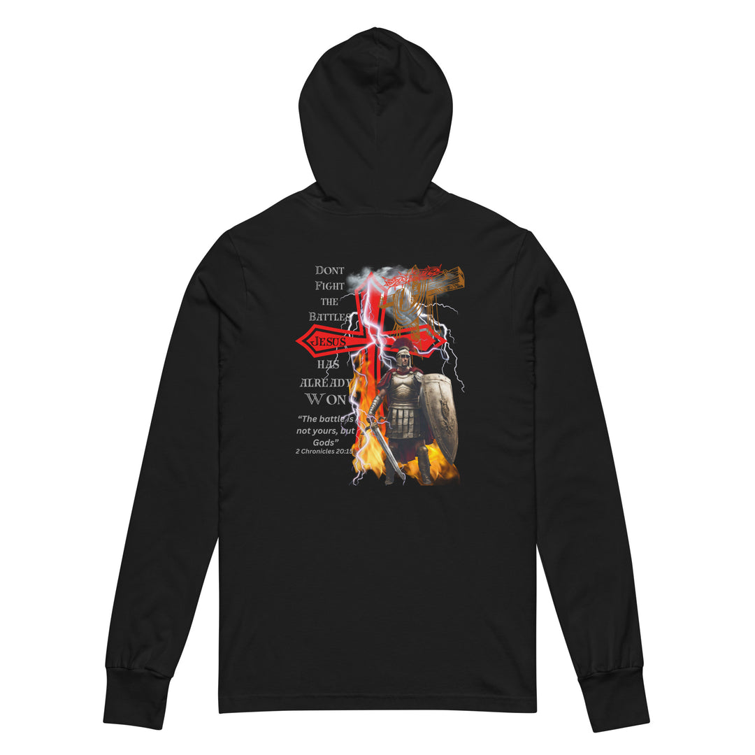 "Jesus Already Won my Battles" BC--3512 Light weight Hooded long-sleeve tee