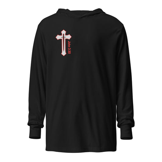 "More of Him; Less of Me" Lightweight Hooded long-sleeve tee