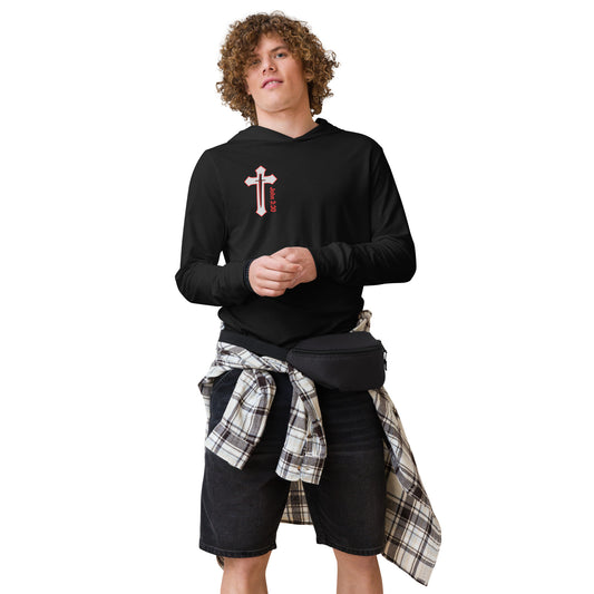 "More of Him; Less of Me"  Lightweight Hooded Long Sleeve T-Shirt Bc-3512