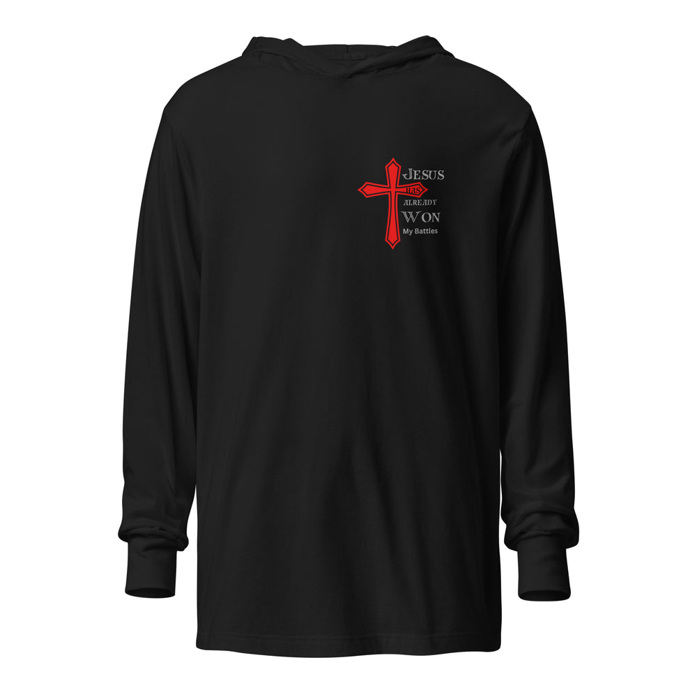 "Jesus Won my Battles"  Light weight Hooded long-sleeve tshirt BC-3512