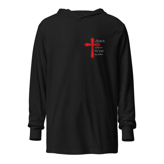 "Jesus Already Won my Battles" Light weight Hooded long-sleeve tee