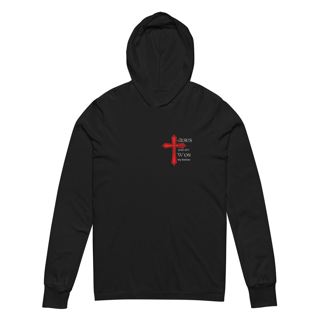 "Jesus Already Won my Battles" BC--3512 Light weight Hooded long-sleeve tee