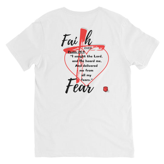 "Faith over Fear" Heart Short Sleeve V-Neck T-Shirt