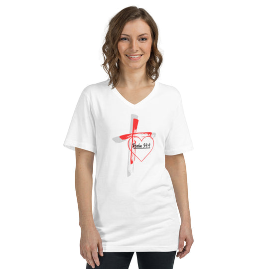 "Faith over Fear" Heart Short Sleeve V-Neck T-Shirt