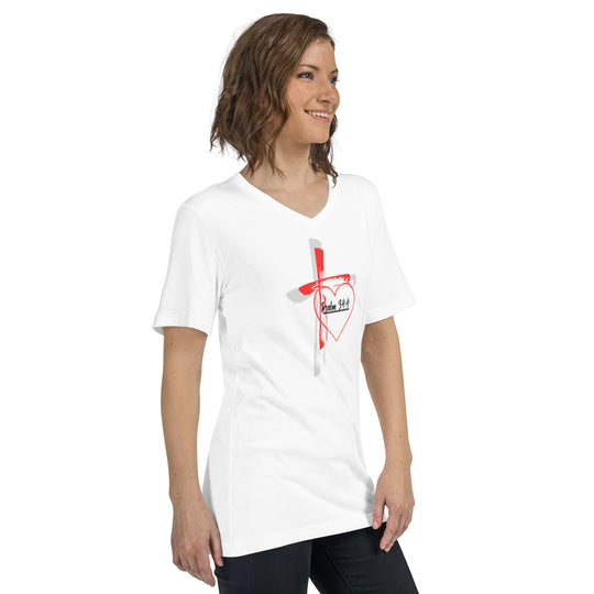 "Faith over Fear" Heart Short Sleeve V-Neck T-Shirt